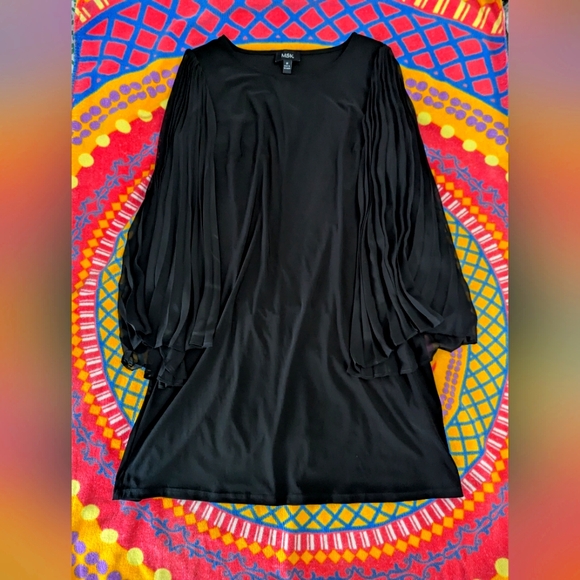 MSK Dresses & Skirts - MSK Black Dress M with Sheer Pleated Bell Sleeves